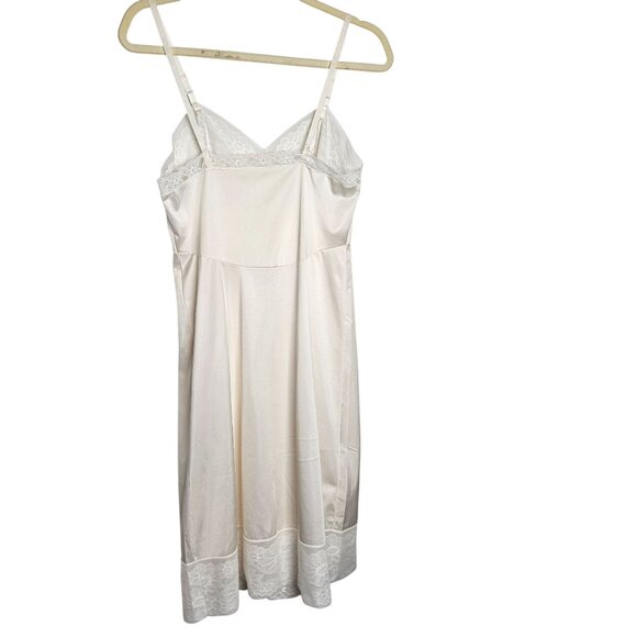 Vintage Coquette White Lace Satin Slip Night Dress Adjustable Straps 34 Sheer - Picture 2 of 11